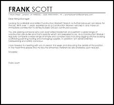 Construction Worker Cover Letter Sample Cover Letter Templates Examples