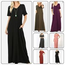 zenana womens premium long maxi dress short sleeve with