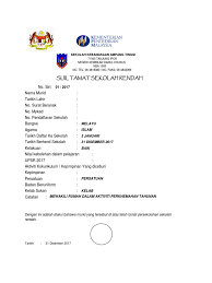 Sijil Tamat Sekolah Rendah T6 Skat