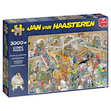 Jan van haasteren creates cartoon jigsaw puzzles that are crowded, silly and even include a secret hidden shark fin. Jan Van Haasteren Jumbo