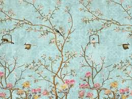 With a rich navy background and a watercolor style, this botanical design embodies nature's simple elegance. Chinoiserie Wallpaper Blue Background With Pink Flowers About Murals