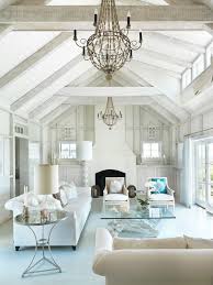 Vaulted Ceiling Lighting Ideas Massive Chandeliers Elegant Beach Style Living Room Coastal Living Rooms Beach House Interior Coastal Interiors