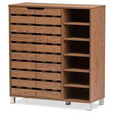 Mar 28, 2021 · the shoe cabinet is complemented by two of its slatted doors for a sleek appearance. Shirley Modern And Contemporary 2 Door Shoe Cabinet With Open Shelves Walnut Brown Baxton Studio Target