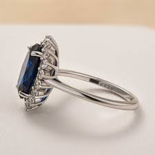Luxurious Halo Oval Cut Blue Sapphire Engagement Ring In Sterling Silv – Maxine Jewelry