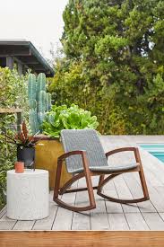 Lynea Freckle Gray Rocking Chair Modern Outdoor Rocking Chairs Wooden Patio Furniture Outdoor Rocking Chairs