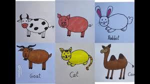 Easy Pet Animals Or Farm Animals Drawing Cow Drawing Pig Drawing Rabbit Cat Camel Goat Drawing Youtube