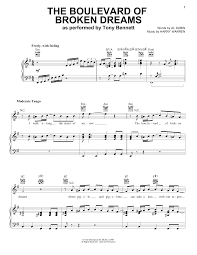 Sunset boulevard (1950) is one of the most famous films in the history of hollywood, and perhaps no film bet. Tony Bennett The Boulevard Of Broken Dreams Sheet Music Pdf Notes Chords Jazz Score Piano Vocal Guitar Right Hand Melody Download Printable Sku 435136