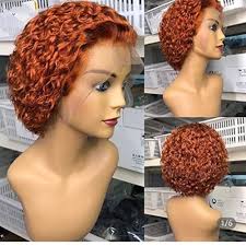 Amazon.com : QTIKER Ginger Pixie Cut Curly Short Pre Styled Bob Wig Ombre  Blonde Hair Glueless Brazilian Virgin Human Hair Lace Front Wigs (GInger  Orange) : Beauty & Personal Care