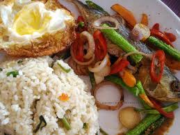 Tutup bagian atas ember dengan menggunakan kain tipis transparan yang tadi. Nasi Goreng Ikan Rebus