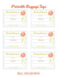 Subscribe to the free printable newsletter. Printable Luggage Tags Real Housemoms
