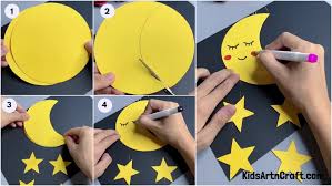 ‪DIY Paper Moon And Star Wall hanging Craft for Kids - Kids Art & Craft‬‏