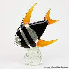 Murano Sculptures Murano Art Glass Angel Fish Sommerso Glass Art Murano Fish Sculpture