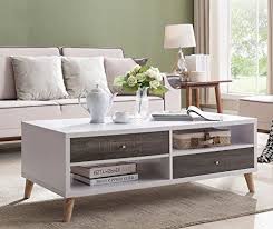 Rectangular Coffee Table With Storage Area Side Table With Under Storage Shelves And Drawers Room Decor E Coffee Table Table Furniture Rectangular Coffee Table