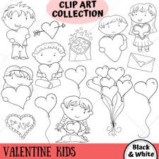 The advantage of transparent image is that it can be used efficiently. Valentine S Day Kids Clip Art Collection Black And White Only Tpt