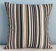 Alternate blocks navy and white geometric hypoallergenic polyester 18 in. Blue Tan Farmhouse Pillow French Country Blue Striped Throw Etsy Blue Pillow Covers Pillows Blue Sofa Pillows