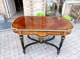 Napoleon and coffee for breakfast on wooden table. Louis 16 Napoleon 3 Desk Table With Flower Marquetry And Gilded Bronzes Antiques From Europe Recent Added Items European Antiques Decorative