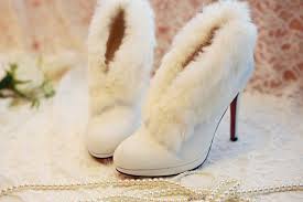 Handmade White Fur Trim Ankle Boots Winter Bare Heels Wedding Shoes Bridal Shoes Bridesmaid S Wedding Shoes Boots Winter Wedding Shoes Wedding Shoes Bridesmaid