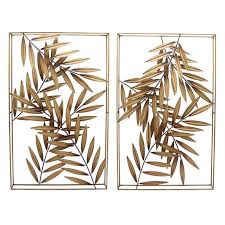 2 Piece Metal Bamboo Leaf Wall Decor Set Metal Wall Art Panels Wall Decor Set Panel Wall Art