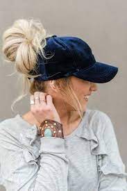 Velvet Cc Messy Bun Ball Cap Ball Cap Hair Hat Hairstyles Baseball Cap Hairstyles