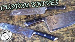 Most are built on 3/32 stock, either aebl or 154cm, although paring knives may be built on 1/16 stock. Custom Chef Knives How To Beautifully Etch Kitchen Cutlery Youtube