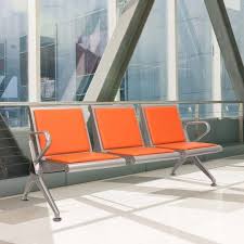 kinbor 3 seat leather airport reception waiting chair guest chair salon barber bank bench orange reception waiting chairs furniture guest chair