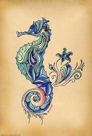 Seahorse By Green Girl Canvas Seahorse Tattoo Tattoos Seahorse Art