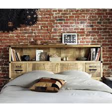 Modernes bett aus massivholz in kernbuche geölt mit 4 schubkästen produktabmessungen: Bett Kopfteil Aus Massivem Mangoholz Mit Ablagen B 140 Cm Manufacture Maisons Du Monde