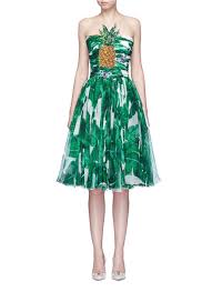 Dolce Gabbana Pineapple Embellished Banana Leaf Print Strapless Dress Modesens Strapless Dress Dolce And Gabbana Dresses