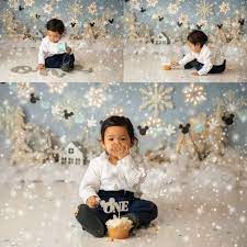 Winter Wonderland Cake Smash 1st Birthday Photoshoot Winter Wonderland Cake Baby Boy 1st Birthday Party