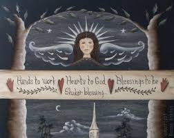 Hands to Work, Hearts to God, Blessings to Be, a Shaker Blessing. A  Primitive Folkart Nighttime Angel, Church Print by Donna Atkins - Etsy