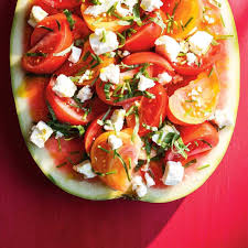 Tranche De Melon D Eau Tomates Basilic Et Feta Ricardo Recipe Pureed Food Recipes Recipes Feta Salad