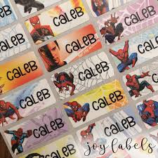 Place an * after the name if the parent is using tommee tippee bottles. Waterproof Spider Man Sticker Name Labels Dishwasher And Microwave Safe By Joy Labels Personalised Kids Labels Name Labels