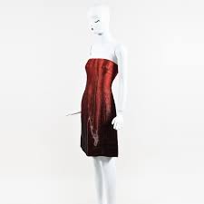 J Mendel Red Jacquard Strapless Dress Sz 6 Ebay