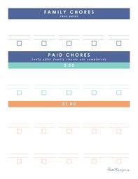 Kids Chore Chart To Earn Money House Mix