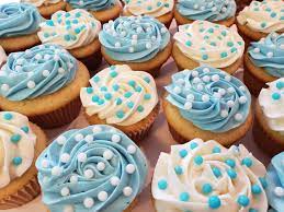 Beautiful Light Blue Cupcakes Baby Shower Cupcakes For Boy Baby Shower Desserts Baby Shower Cakes