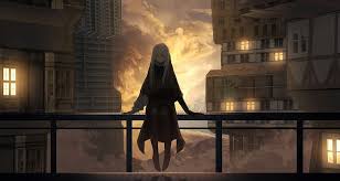 Hd wallpapers and background images Hd Wallpaper Anime Girl Buildings Clouds Depressed Expression One Person Wallpaper Flare