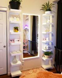Ikea stave mirror mounted like a door using the included hinges. Lashes Eyelashes Lash Room Eyelash Room Mirror With Lights Ikea Shelves Shelf S Beauty Room Decor Dressing Room Decor Room Design Bedroom