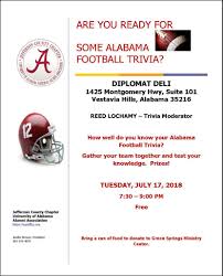 It's actually very easy if you've seen every movie (but you probably haven't). Alabama Football Trivia University Of Alabama Alumni Association Jefferson County Chapter