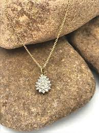 Pear Shaped Diamond Cluster Pendant Yellow Gold Diamond Etsy Gold Diamond Pendant Yellow Gold Diamond Pendant Diamond Cluster