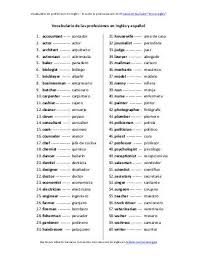 Vocabulario De Las Profesiones En Ingles Y Espanol Ocupaciones O Tr Ocupaciones En Ingles Las Profesiones En Ingles Vocabulario En Ingles