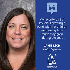 From April 15-19, Minnetonka Schools is celebrating Minnetonka Community Ed  Explorers Staff Appreciation Week. 💙⚓ Jamie Reoh is a lead instructor in a  Junior Explorers 3-year-old classroom. She has been working with