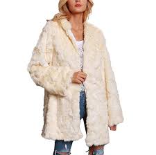 Amazon Com Allywit Women Ladies Warm Fleece Faux Fur Coat