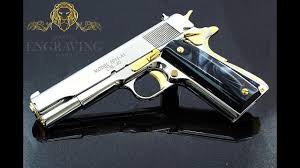 Engraved Black And Gold 1911 Pin On Fire Arm Engraving Design