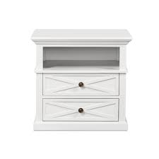 Modern chic white wood bedside table cabinet storage bedroom two layer diy t. Highland White Bedside Table Two Drawer Humble Home