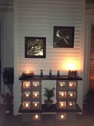 Console Table Design Made Of Cinder Block Mixed With Dark Brown Teak Wood Table Top Having Cube C Cinder Block Furniture Cinder Blocks Diy Cinder Block Shelves