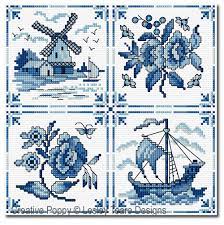 Share colorful thread, a needle, small square of aida cloth. Lesley Teare Designs Decorative Delft Tiles Cross Stitch Pattern