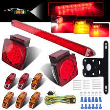 Related post to led trailer lights wiring diagram. Limicar Led Trailer Lights Kit 12v Waterproof Square Stop Turn Tail Truck Lights W Wire Bracket Red Amber Side Fender Marker Lamps 3rd Brake Id Light Bar For Trailer Camper Snowmobile Rv Automotive Amazon Com