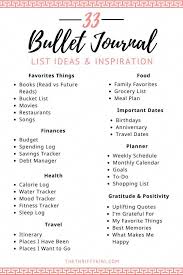 33 Bullet Journal List Ideas and Inspiration