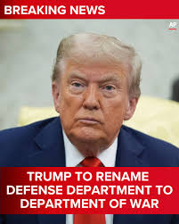 President Donald Trump plans to rename the Department of Defense back to  its original title: the Department of War. It was first established as the  Department of War in 1789 but was