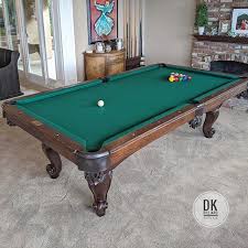 8 Foot World Of Leisure Pool Table Recover And Recushion In Orange Dark Green Cloth Billiards Dkbilliards Playp Retro Games Room Play Pool Game Room Decor